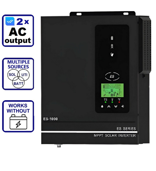 Купить Гибридные инверторы солнечные Anern 1kW 12V AN-SCI-ES-1000 (1000VA/1000W, Max CH 80A, AC 40) цена - 8 700 грн. Интернет-магазин в Харькове ВМС Технолоджи