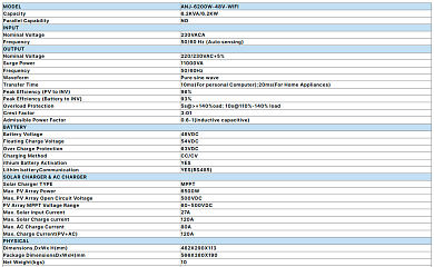 Anenji 6200W 48V ANJ-6200KW-48V (6200VA/6200W, Max CH 120A, AC 80) Wi-Fi 9
