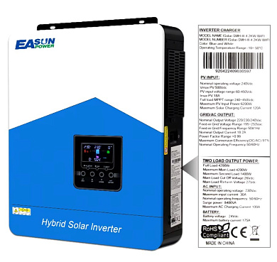 EASUN 4.2kW 24V ISolar-SMH-III-4.2KW (4200VA/4200W Max CH 120A, AC 100) Wi-Fi 6