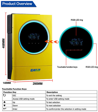 Изображение EASUN 5.6kW 48V IGrid-SV-IV-5.6KW (5600VA/5600W, Max CH 120A, AC 120) Wi-Fi - оригинальный размер 3