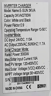 SAKO 3kW 24V E-Sun 3KVA (3000VA/2700W, Max CH 80A, AC 60A) 7