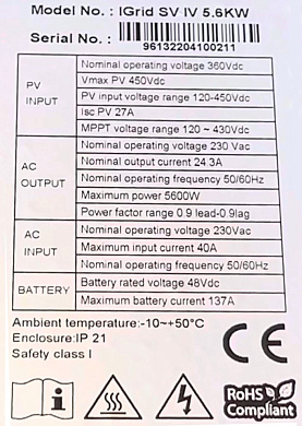 Изображение EASUN 5.6kW 48V IGrid-SV-IV-5.6KW (5600VA/5600W, Max CH 120A, AC 120) Wi-Fi - оригинальный размер 6