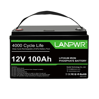 Изображение LANPWR 12V 100Ah (LiFePo4, BMS) - оригинальный размер 1