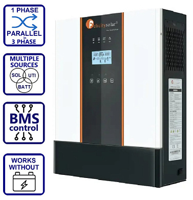 Изображение Felicity Solar 5kW 48V IVEM5048 (5000VA/5000W, Max CH 100A, AC 100A) - оригинальный размер 1