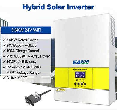 Изображение EASUN 3.6kW 24V ISolar SMG II 3.6KW (3600VA/3600W, Max CH 100A, AC 60) Wi-Fi - оригинальный размер 6