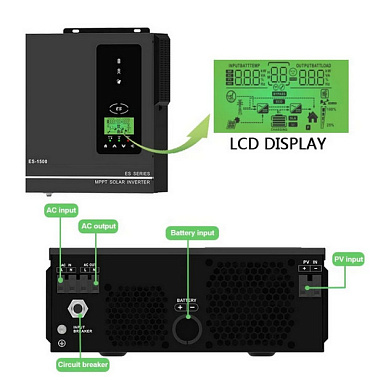 Изображение Anern 1kW 12V AN-SCI-ES-1000 (1000VA/1000W, Max CH 80A, AC 40) - оригинальный размер 3
