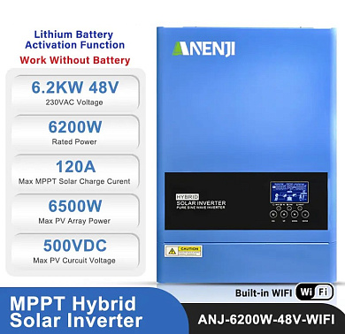 Anenji 6200W 48V ANJ-6200KW-48V (6200VA/6200W, Max CH 120A, AC 80) Wi-Fi 5