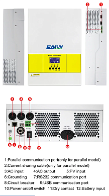 Изображение EASUN 3.6kW 24V ISolar SMG II 3.6KW (3600VA/3600W, Max CH 100A, AC 60) Wi-Fi - оригинальный размер 5