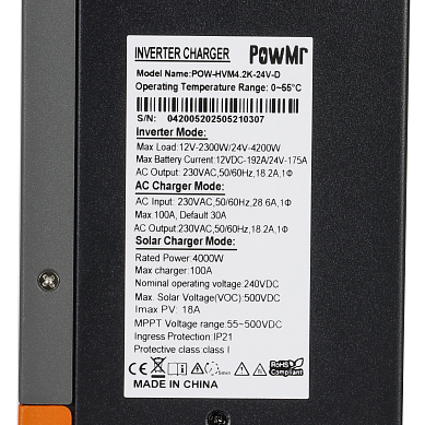 PowMr POW-HVM4.2K-24V-D (4200W-24V / 2300W-12V, Max CH 100A, AC 100) Wi-Fi 9