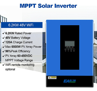 Изображение EASUN 6.2kW 48V ISolar- SMG-III-6.2KW (6200VA/6200W, Max CH 120A, AC 80) Wi-Fi - оригинальный размер 7