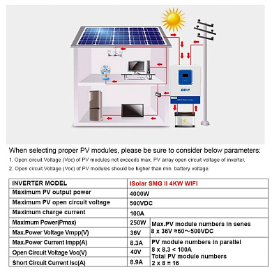 EASUN 4kW 24V ISolar-SMG-II-4KW-24V (4200VA/4000W, Max CH 100A, AC 80) Wi-Fi 6