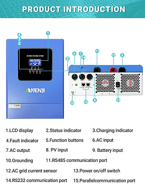 Anenji 6200W 48V ANJ-6200KW-48PL (6200VA/6200W, Max CH 120A, AC 80) Wi-Fi 6