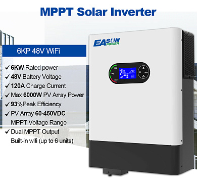 Изображение EASUN 6kW 48V ISolar-SMR-II-6KP (6000VA/6000W, Max CH 120A, AC 100) Wi-Fi - оригинальный размер 2