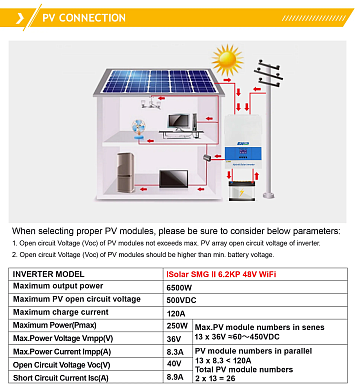 Изображение EASUN 6.2kW 48V ISolar-SMG-II-6.2KP-48V (6200VA/6200W, Max CH 120A, AC 80) Wi-Fi - оригинальный размер 12