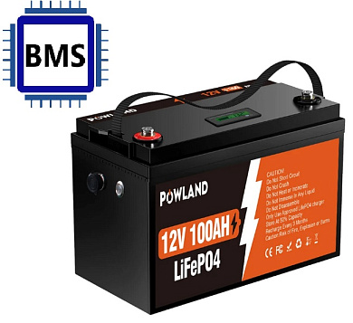 Изображение Powland 12V 100Ah IBattery-PL-12V-100AH (LiFePo4, BMS) - оригинальный размер 1