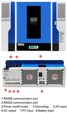 Изображение EASUN 6.2kW 48V ISolar- SMG-III-6.2KW (6200VA/6200W, Max CH 120A, AC 80) Wi-Fi - оригинальный размер 2