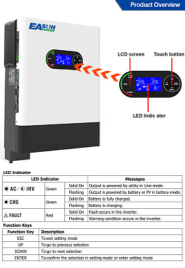 Изображение EASUN 6kW 48V ISolar-SMR-II-6KP (6000VA/6000W, Max CH 120A, AC 100) Wi-Fi - оригинальный размер 5