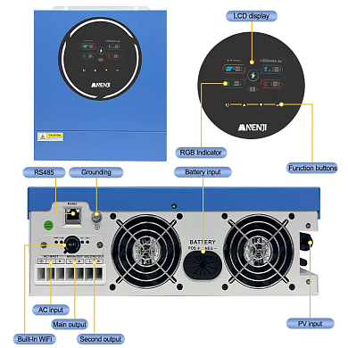Anenji 5000W 48V ANJ-5KW-48V (5000VA/5000W, Max CH 100A, AC 60) Wi-Fi 5