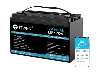 Изображение TTWEN 12V 100Ah (LiFePo4, BMS, Bluetooth) - оригинальный размер 1