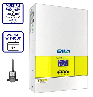Изображение EASUN 3.6kW 24V ISolar SMG II 3.6KW (3600VA/3600W, Max CH 100A, AC 60) Wi-Fi - оригинальный размер 1