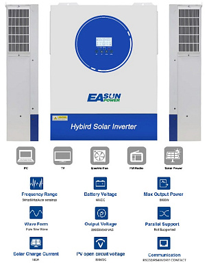 EASUN 8.5kW 48V ISolar-SMG-II-8.5KW (8500VA/8500W, Max CH 140A, AC 120) Wi-Fi 4