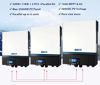 Изображение EASUN 11kW 48V ISolar-SMW-11KW-TWIN (11000VA/11000W, Max CH 150A, AC 150) Wi-Fi - оригинальный размер 7