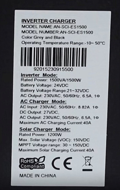 Изображение Anern 1.5kW 24V AN-SCI-ES-1500 (1500VA/1500W, Max CH 80A, AC 40) - оригинальный размер 7