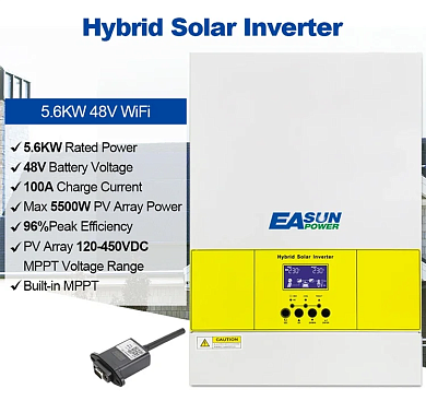EASUN 5.6kW 48V ISolar-SMG-II-5.6KP (5600VA/5600W, Max CH 100A, AC 60) Wi-Fi 6