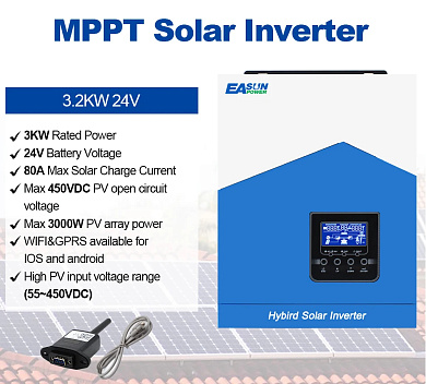 Изображение EASUN 3.2kW 24V ISolar-SMH-II-3.2KW (3200VA/3000W, Max CH 80A, AC 60) Wi-Fi - оригинальный размер 2