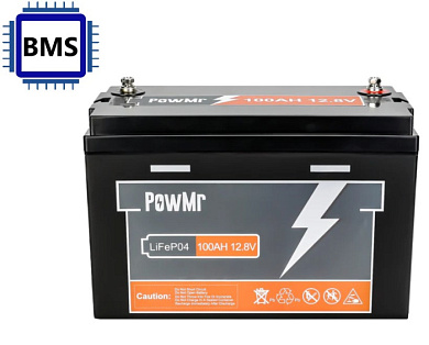 Изображение PowMr 12V 100Ah POW-100AH-12.8V (LiFePo4, BMS) - оригинальный размер 1