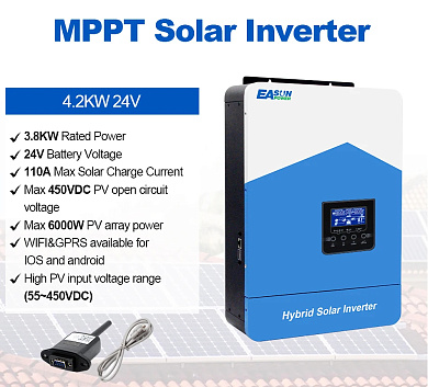 Изображение EASUN 4.2kW 24V ISolar SMH-II-4.2KW-24V (4200VA/3800W, Max CH 110A, AC 80) Wi-Fi - оригинальный размер 5