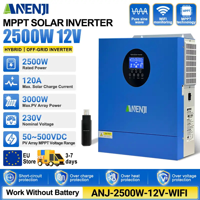 Изображение Anenji 2500W 12V ANJ-2500W-12V (2500VA/2500W, Max CH 120A, AC 120) Wi-Fi - оригинальный размер 3