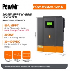 PowMr 1600W 12V POW-HVM2H-12V-N (2000VA/1600W, Max CH 80A, AC 60) 5