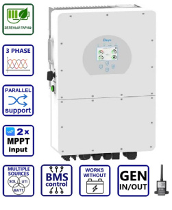 Фото Гібридний інвертор сонячний Deye SUN-20K-SG01HP3-EU-AM2, HV (20kW, 160-700V, 3Ph, 2-MPPT) Wi-Fi