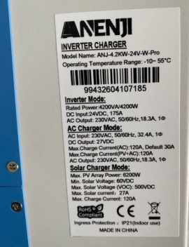 Anenji 4200W 24V ANJ-4.2W-24V-W-Pro (4200VA/4200W, Max CH 120A, AC 120) Wi-Fi 15