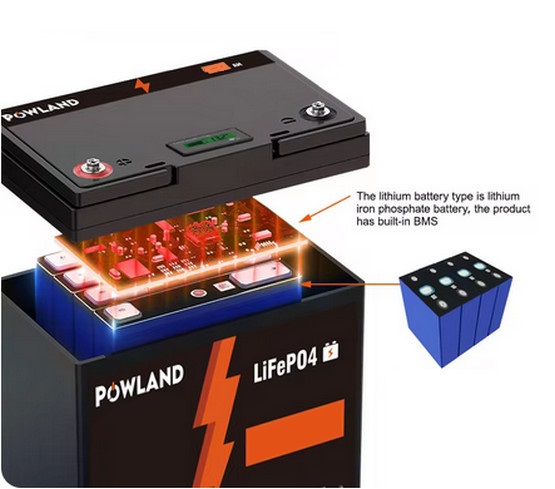 Powland 12V 100Ah IBattery-PL-12V-100AH (LiFePo4, BMS) 3