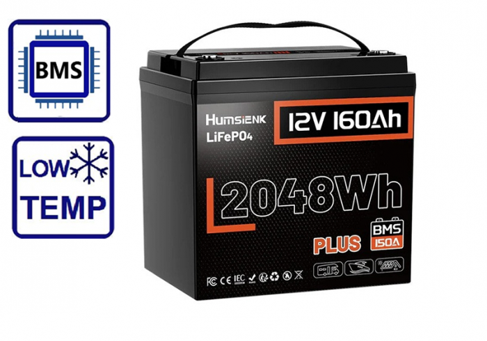 Изображение Humsienk 12V 160Ah Plus HS12V160AH150PLUS (LiFePo4, BMS 150A, Low-temp) - оригинальный размер 1