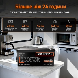 Изображение Humsienk 12V 200Ah Plus HS24V200AH250PLUS (LiFePo4, BMS 250A, Low-temp) - оригинальный размер 4