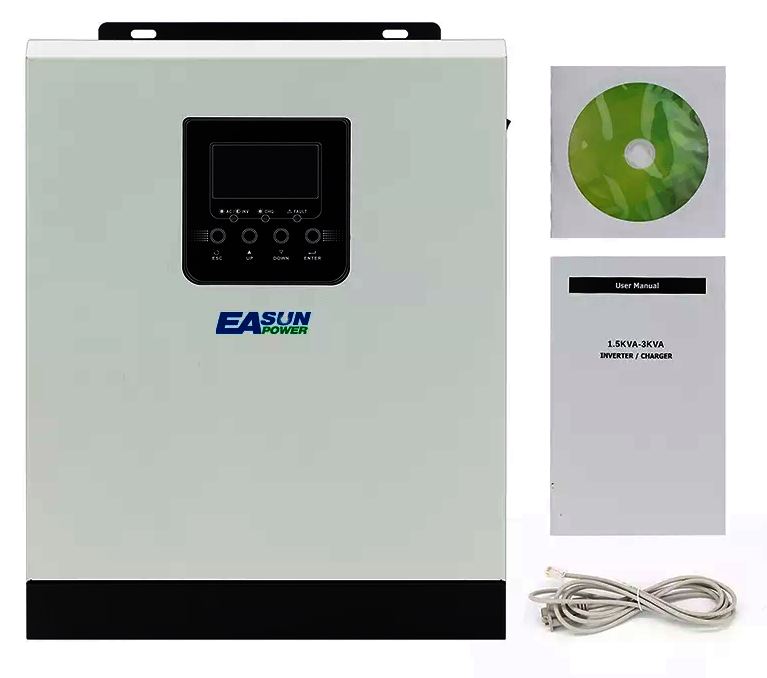 EASUN 3kW 24V ISolar SMH 3KW (3000VA/2400W, Max CH 70A, AC 20/30) 3