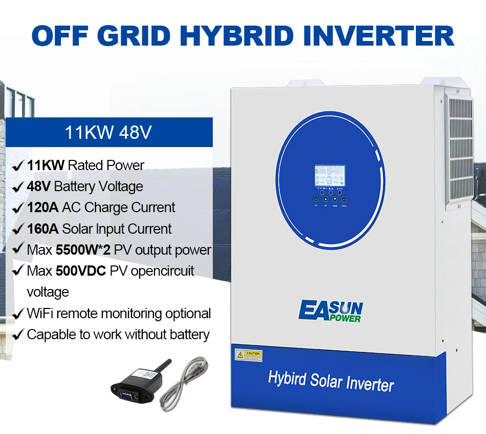 EASUN 11kW 48V ISolar SMG-II-11KW-48V (11000VA/11000W, Max CH 160A, AC 120) Wi-Fi 10