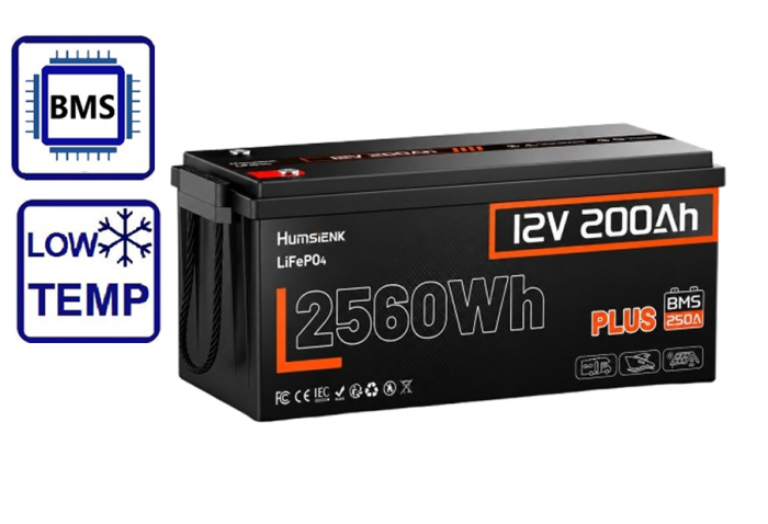 Изображение Humsienk 12V 200Ah Plus HS24V200AH250PLUS (LiFePo4, BMS 250A, Low-temp) - оригинальный размер 1