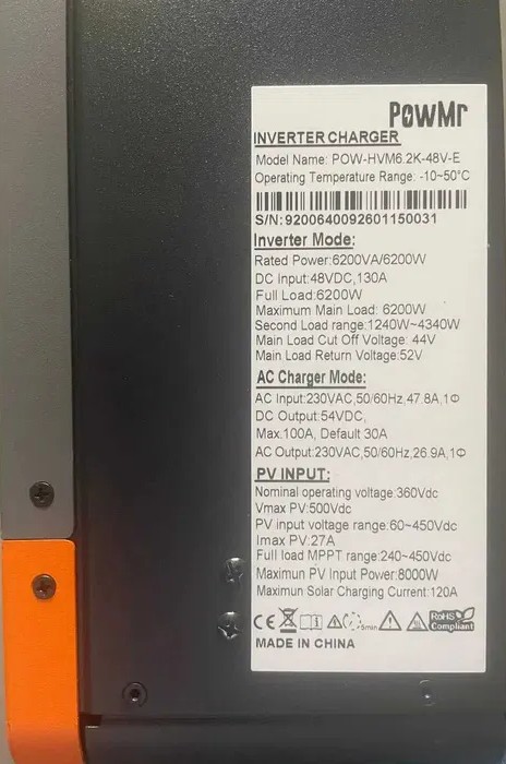 PowMr 6200W 48V POW-HVM6.2K-48V-E (Max CH 120A, AC 100) 7