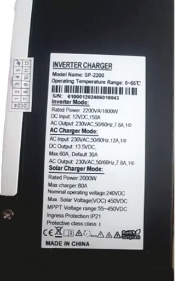 Изображение ECGSOLAX 1.8kW 12V SP-2200 (2200VA/1800W, Max CH 80A, AC 60) - оригинальный размер 8
