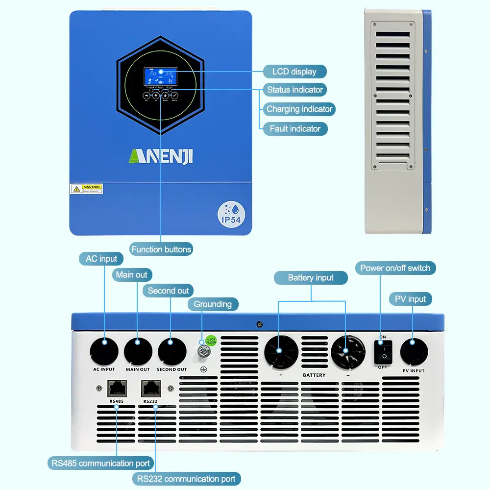 Изображение Anenji 6200W 48V ANJ-6200W-48V-IP54-W (6200VA/6200W, Max CH 120A, AC 120) Wi-Fi - оригинальный размер 4