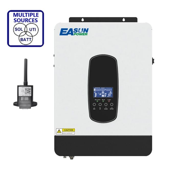 Гібридний інвертор сонячний EASUN 2.2kW 12V ISolar-SMH-II-2.2KW Grey (2200VA/1800W, Max CH 80A, AC 60) Wi-Fi