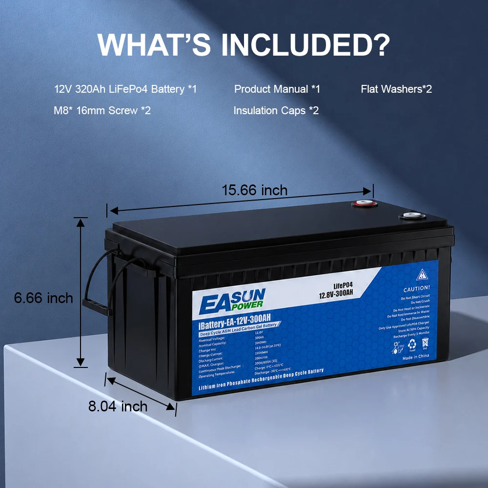 Изображение EASUN 12V 300Ah IBattery-EA-12V-300AH (LiFePo4, BMS) - оригинальный размер 6