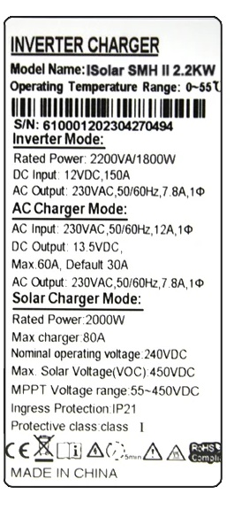 EASUN 2.2kW 12V ISolar-SMH-II-2.2KW (2200VA/1800W, Max CH 80A, AC 60) 6