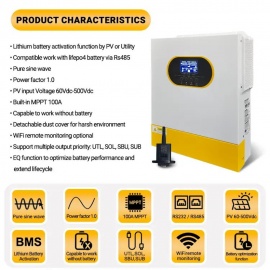 Anenji 3500W 24V EM3500-24L (3500VA/3500W, Max CH 100A, AC 80) Wi-Fi 3