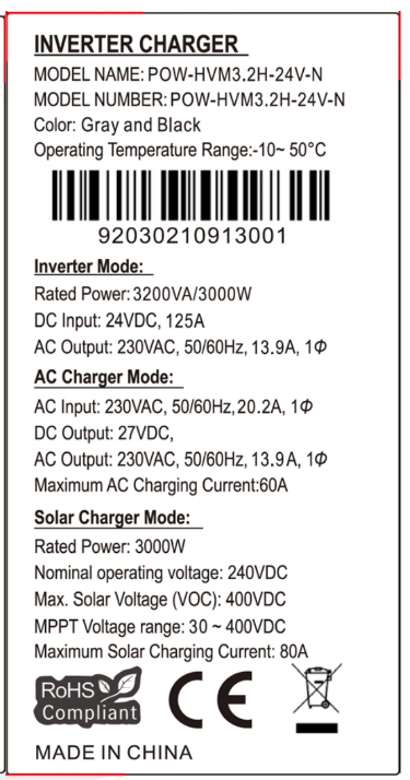 PowMr 3200W 24V POW-HVM3.2H-24V-N (Max CH 80A, AC 60) 5