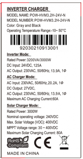 PowMr 3200W 24V POW-HVM3.2H-24V-N (Max CH 80A, AC 60) 5